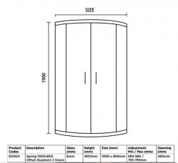 Spring 1000 x 800mm Double Door Offset Quadrant Shower Enclosure