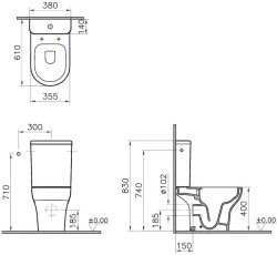 Vitra Zentrum Rimless Close Coupled Toilet