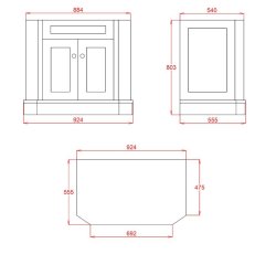 Silverdale Empire 920mm Vanity Unit and Basin - Dark Lead