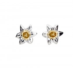 Silver Narcissus December Birthday Flower Earrings