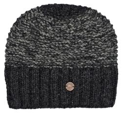 Pure Wool Hand knit - two tone moss - baggy beanie - Charcoal