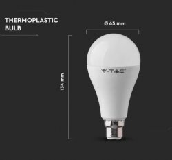 V-Tac 15W A65 PLASTIC BULB WITH SAMSUNG CHIP 6500K B22 - (VT-281-6500k)