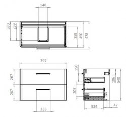 Britton Camberwell 800mm Wall Hung Earthy Green Unit with Carrara Marble Worktop