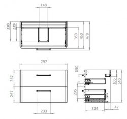 Britton Camberwell 800mm Wall Hung Warm Beige Unit with Carrara Marble Worktop