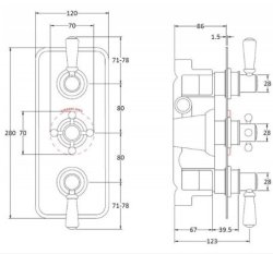 Bayswater White & Chrome Triple Concealed Valve with Diverter - Stock Clearance