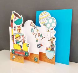 Birthday Card - Boy Kids - Digger - 3 Fold Glitter Die-cut - Whippersnappers