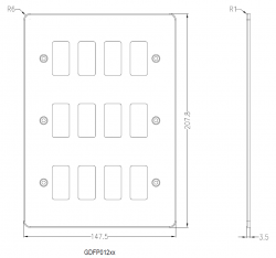 Knightsbridge Flat plate 12G grid faceplate - polished chrome - (GDFP012PC)