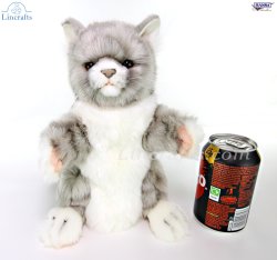 Soft Toy Hand Puppet Grey Cat by Hansa (25cm)H 7163