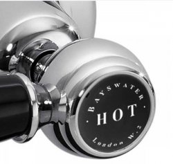 Bayswater Black & Chrome Lever Basin Taps with Hex Collar