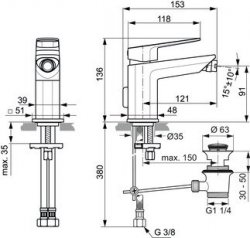 Ideal Standard Tonic II Single Lever Bidet Mixer with Pop-Up Waste