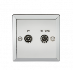 Knightsbridge Diplex TV & FM DAB Outlet - Bevelled Edge Polished Chrome - (CV016PC)