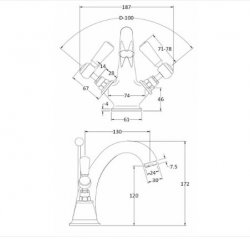 Bayswater Black & Chrome Lever Mono Basin Mixer with Hex Collar