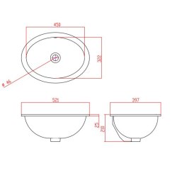 Silverdale Victorian 440mm Undermount Basin - White