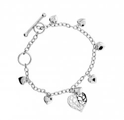 Azendi Silver Heart of Yorkshire T Bar Bracelet