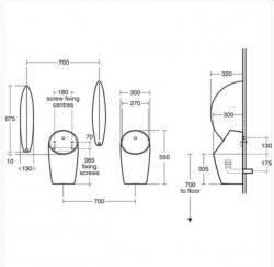 Armitage Shanks Sphero Midi 550mm Waterless Urinal Bowl