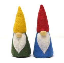 Handmade Christmas - Wool Felt Decoration - Plain Gonk - Blue/Red