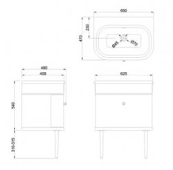 Burlington Bathrooms Chalfont Black 65cm Single Drawer Vanity Unit