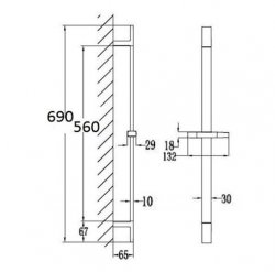 RAK Black Square Slide Rail Kit With Single Function Shower Handset