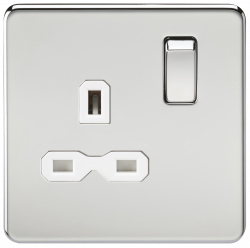 Knightsbridge Screwless 13A 1G DP switched socket - polished chrome with white insert - (SFR7000PCW)