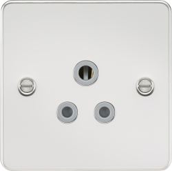 Knightsbridge Flat plate 5A unswitched socket - polished chrome with grey insert (FP5APCG)