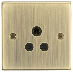 Knightsbridge 5A Unswitched Socket - Square Edge Antique Brass Finish with Black Insert (CS5AAB)