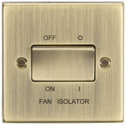 Knightsbridge 10AX 3 Pole Fan Isolator Switch - Square Edge Antique Brass (CS11AB)