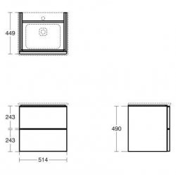 Ideal Standard Strada II 500mm 2 Drawer Wall Hung Matt Anthracite Vanity Unit