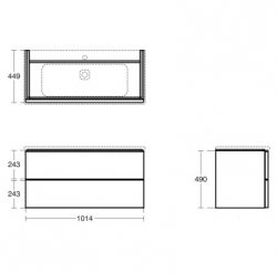 Ideal Standard Strada II 1000mm 2 Drawer Wall Hung Matt Anthracite Vanity Unit