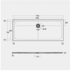 RAK Feeling Bathtub Replacement Trays 1700 x 700 Black Bathtub Replacement Tray