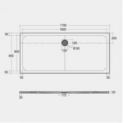 RAK Feeling Bathtub Replacement Trays 1700 x 900 Black Bathtub Replacement Tray