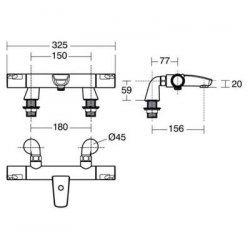 Ideal Standard Ceratherm T50 Exposed Thermostatic Bath Shower Mixer