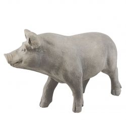 Large Grey Decoration Pig Statue Length 62cm - Poly Resin - Clayre & Eef