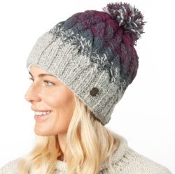 sherpa fleece - cable bobble - berry