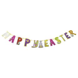 Happy Easter Banner Garland Bunting - Egg Hunt Party Decoration