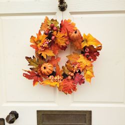 Autumn Pumpkin Maple Leaf Artificial Wreath - 40cm - Sincere