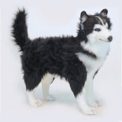 Soft Toy Dog, Black & White Husky by Hansa (46cm) 6495