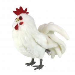 Soft Toy Bird, Rooster White by Hansa (32cm.H) 7222