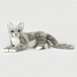 Soft Toy Grey Tabby Cat by Hansa (37cm.L) 7198
