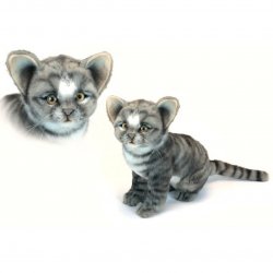 Soft Toy Cat, Grey Kitten Sitting by Hansa (24cm.H) 6576