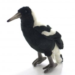 Soft Toy Bird, Australian Magpie by Hansa (14cm) 5090