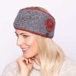 Pure wool - fleece lined - swirl - headband - rust heather