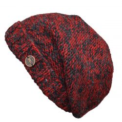 Pure wool - turn up - two tone slouch hat - red/charcoal