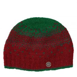 Pure wool - dual tick beanie - russet/emerald