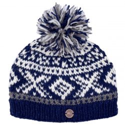 Pure wool - Scandi Bobble Hat - Dark Blue/Smoke