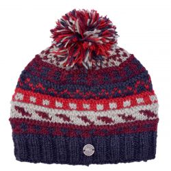 Pure wool Bobble Hat - Ridge Pattern - Brown/rust