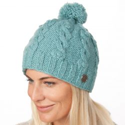 pure wool - cable bobble hat - eau de nil