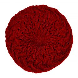 Pure Wool Half fleece lined - scroll beret - Deep red