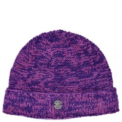 Pure Wool Two tone turn up beanie - berry/blue