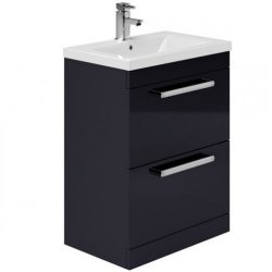 Essential Nevada 600mm Unit With Basin & 2 Drawers, Indigo Gloss