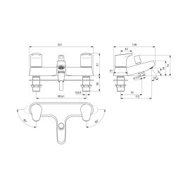 Ideal Standard Cerabase Dual Control Bath Filler with Shower Set